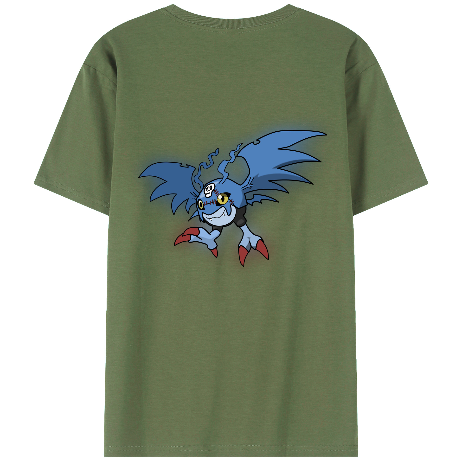 （画像用） Digimon デジタルモンスター/デジモン 綿100％ メンズ半袖Tシャツ（バックプリント） 通気性